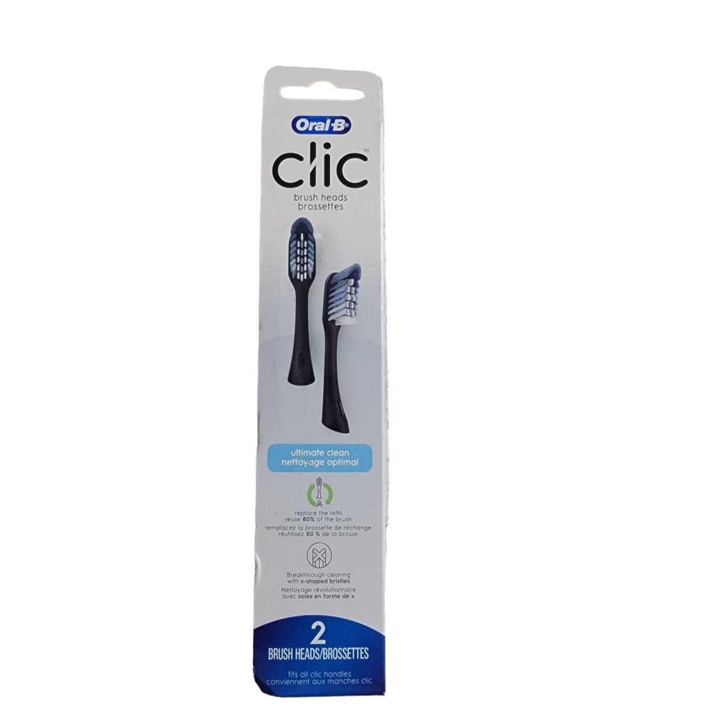 Oral-B‎ Clic Toothbrush Ultimate Clean Replacement Brush Heads White 2 Count NWT